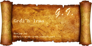 Gréb Irma névjegykártya