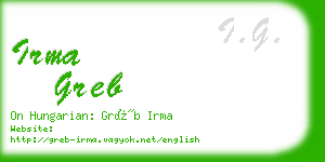 irma greb business card